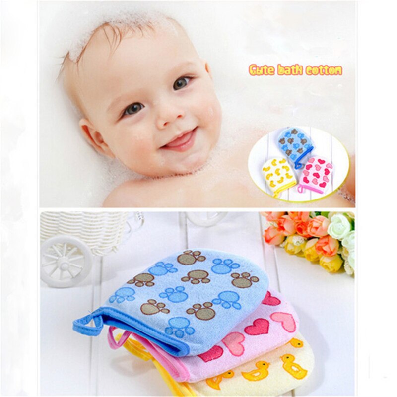 Manoplas de algodón para baño de bebé, manoplas de dibujos animados, esponjas de baño para niños, guantes de goma, manoplas de espuma, paño de lavado, toalla para el cuidado del bebé