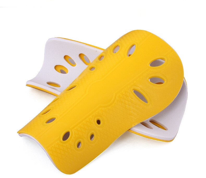 Fútbol espinilleras almohadillas suaves fútbol Cuish Plate transpirable espinilleras Protector de pierna espinilleras de fútbol: yellow / For Adult