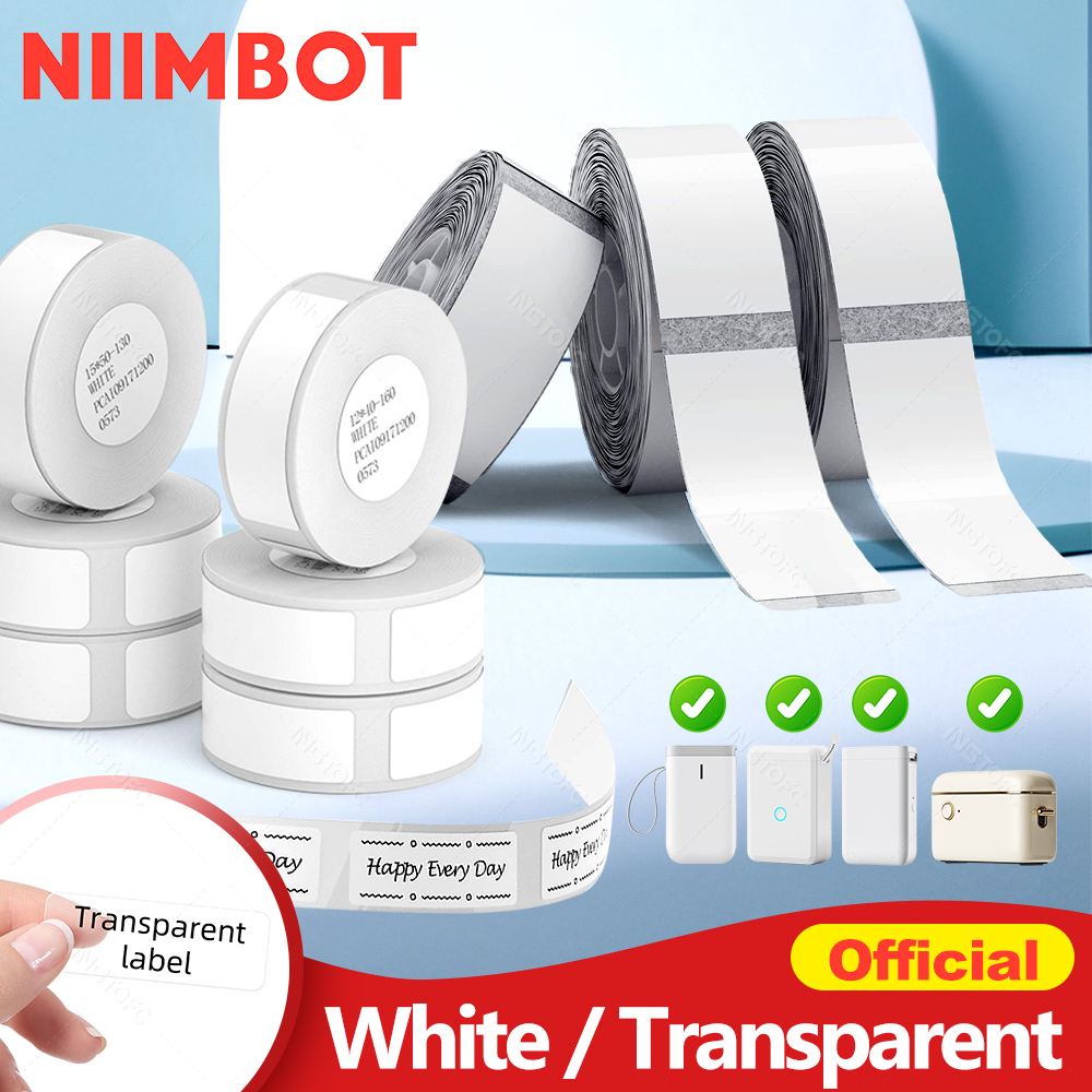 Niimbot Transparents Clear Pure White Thermal Label Sticker Paper Roll Self-Adhesive Barcode Price Name Printing for D11 D110