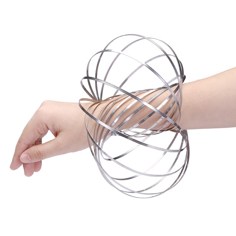 Magic Armband Aniti-Stress Magic Toroflux Grappige Flow Ring Kinetische Voorjaar Speelgoed 304 Rvs Flow Kleur Ringen Speelgoed i0064: Sliver