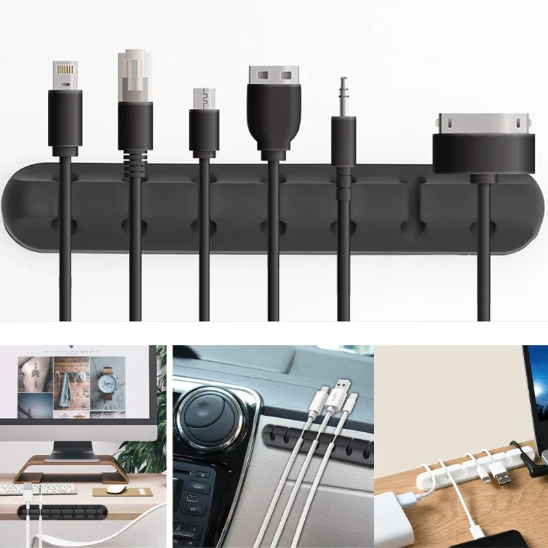 NNBILI Siliconen USB-kabelorganizer Kabelhaspel Desktop Tidy Management Clips Kabelhouder voor muis Hoofdtelefoon Draadorganizer
