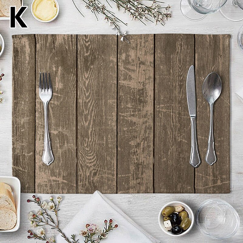 Wood Grain Dining Table Mat Rectangle Heat Insulation Placemat Dining Table Tableware Kitchen Supplies Home Decorative: K