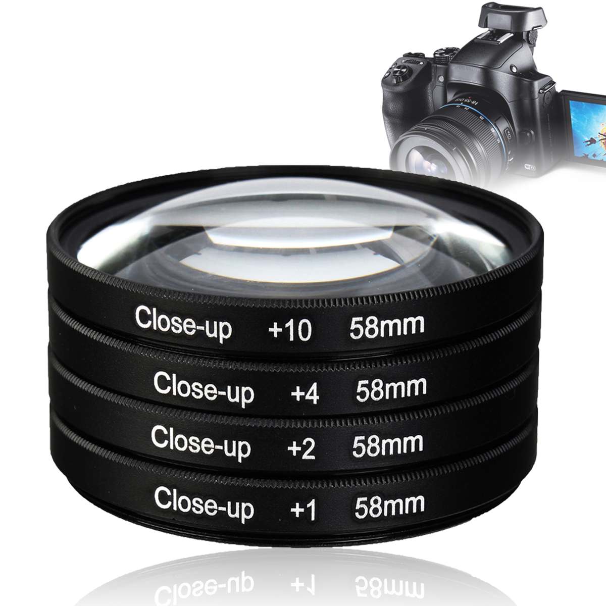 58mm kamera makro close -up filter linse kit  +1 +2 +4 +10 til canon eos 1200d 1100d 700d 650d 600d 550d 500 d 100d rebel  t5i t4i len
