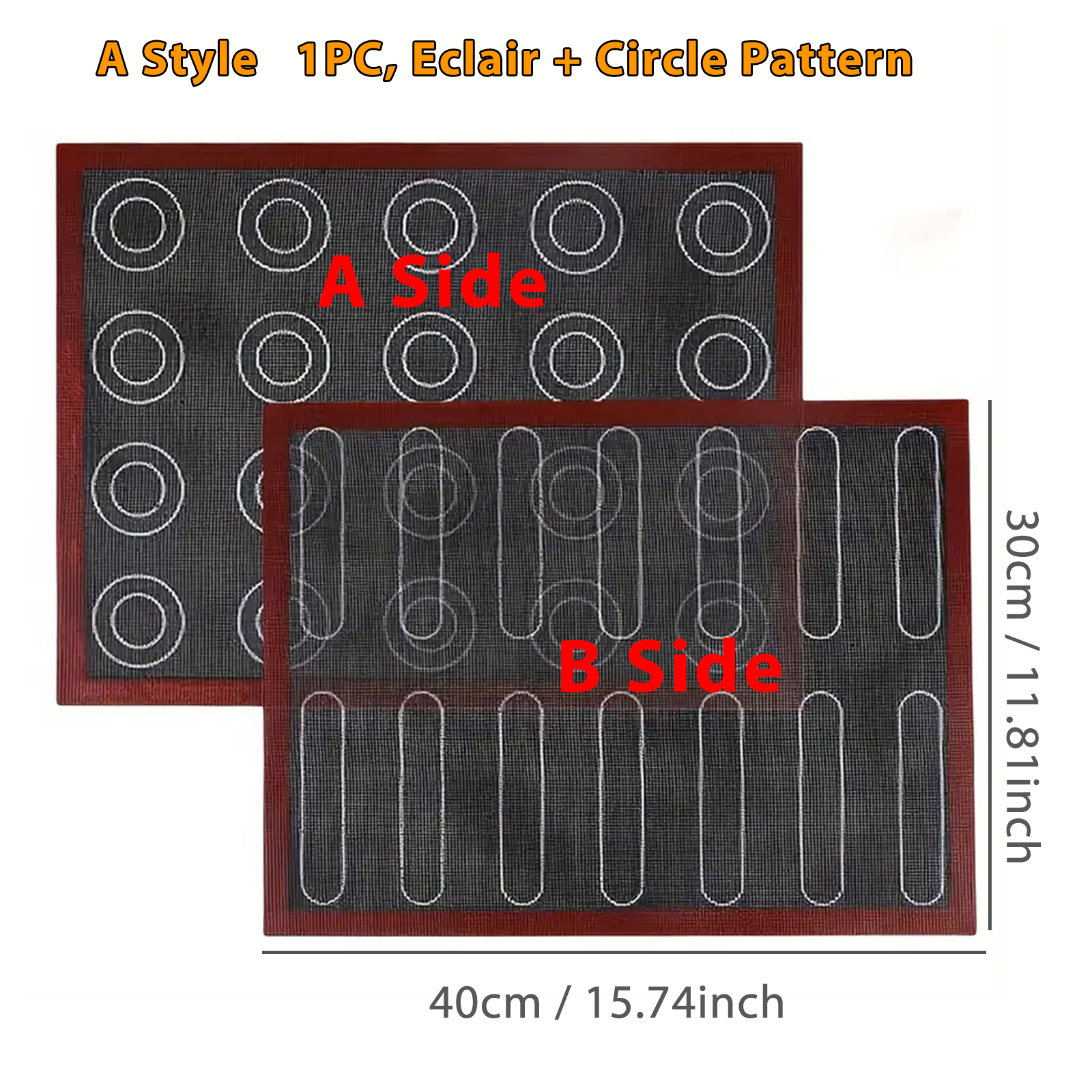 1 tapete perforado de silicona para hornear, 2 lados con patrones de hojaldre y redondos, revestimiento antiadherente reutilizable para horno, para galletas, pan, macarrón: Rosa
