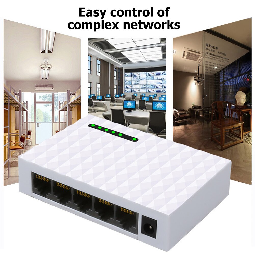 HUB di rete Desktop RJ45 Gigabit Ethernet a 5 porte da 1000M per parti di sicurezza per Computer domestici per Monitor domestici