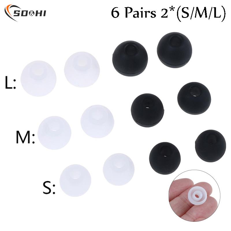 6 Paar 2 *(S/M/L) Wit/Zwart Zacht Doorzichtig Siliconen Vervangende Oordopjes Kussens Oorkussentjes Covers Voor Oortelefoon Hoofdtelefoon