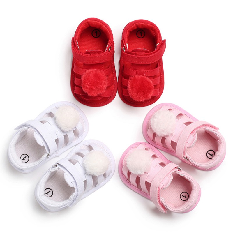 Baby Shoes Baby Sandals Listing Summer Newborn Girls Cute Hollow Hair Ball Princess Sandals Anti-skid Shoes 0-18M A