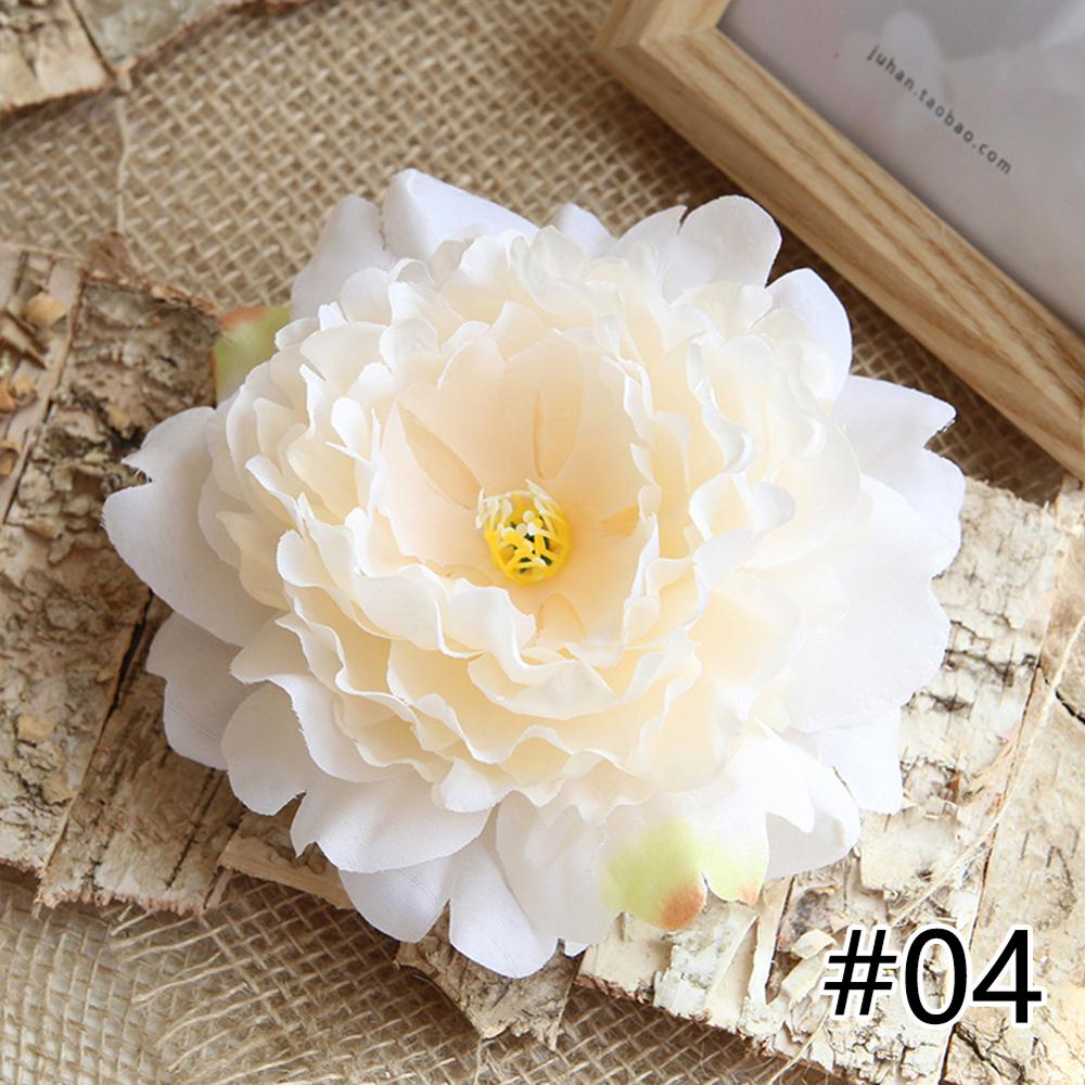 1PCS Peony Flower Heads Decorative Scrapbooking Artificial Flower For Home Wedding Birthday Party Decoration Supplies: Champagne