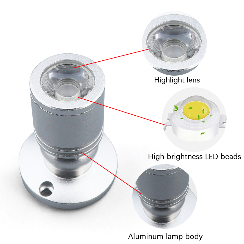 USB 5V LED Stelle Licht 3W Oberfläche Montiert Schrank Vitrine Zähler Schmuck Lampe Drehbare Winkel Decke Mini strahler
