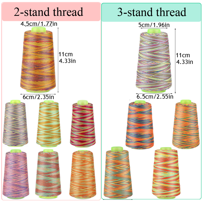 Nonvor 3000 Yards Rainbow Sewing Thread Multifunctional Polyester Sewing Thread for Regular Sewing Quilting Overlock Embroidery
