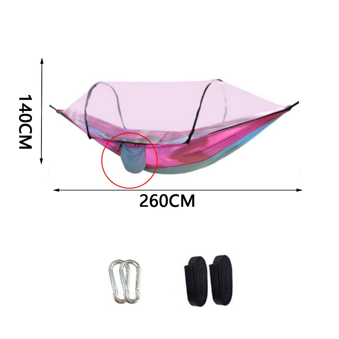 Hangmat Met Anti-Muggen Outdoor Dubbele Nylon Parachute Doek Camping Klamboe Quick Open Hangmat Controle Hangmat Kamp: Standard A