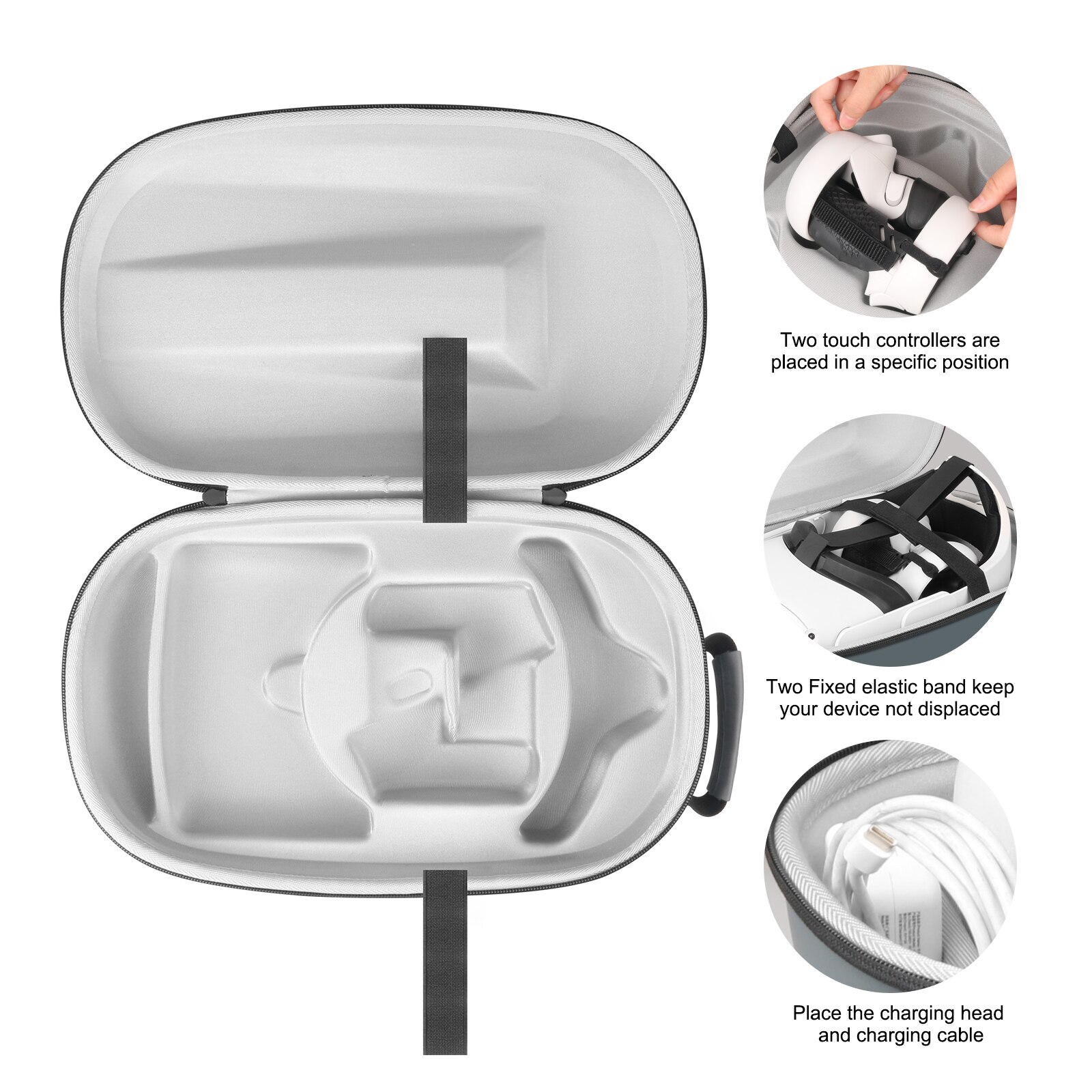 Sac de rangement Portable en EVA dur pour Oculus Quest 2 VR, étui de transport pour casque et contrôleurs, pochette de protection
