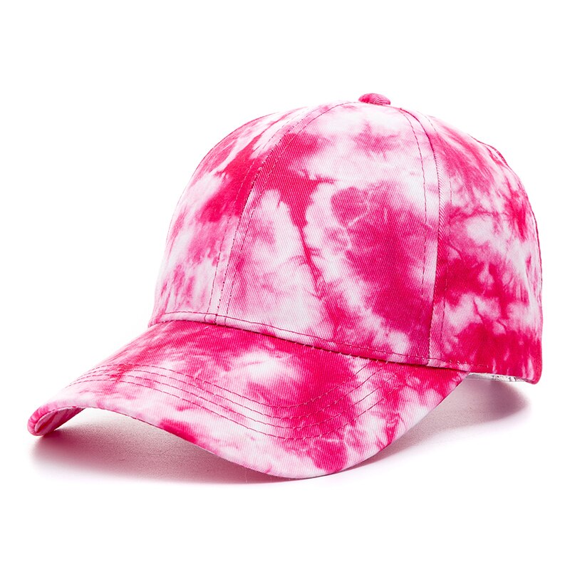 Lässige outdoor-cap mit batikmuster für damen, bunte regenbogen-baseballkappe, verstellbare sportmütze, streetwear-sommermütze: Rot