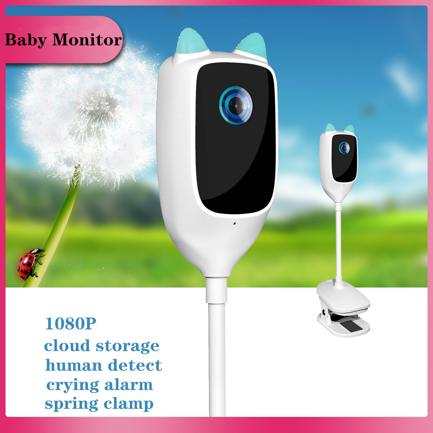 Guudgo Wifi Babyfoon Met Camera Draadloze Infrarood Detecteren Temperatuur Vochtigheid 1080P Ip Camera Surveillance Babyfoon
