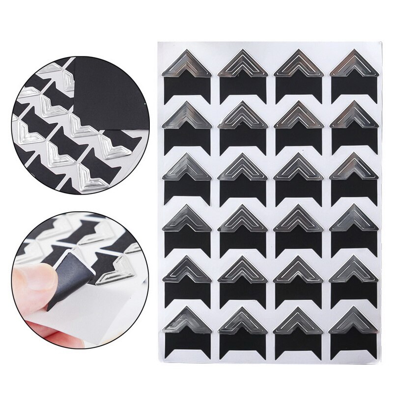 24 stk fotohjørne scrapbog papir fotoramme billeddekoration scrapbooking diy postkort hjørne beskytter: E