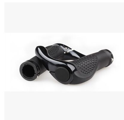Empuñaduras para manillar de bicicleta de carretera, mango ergonómico de caucho y aluminio, accesorios de pieza en negro/blanco para bicicleta, de bocina de toro: BLACK