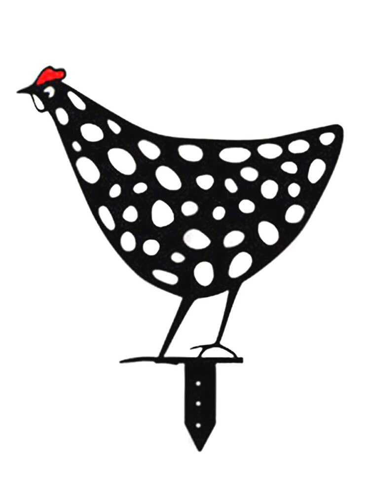 Rooster Animal Silhouette Pile Shadow Decoration Stake Garden Gardening Decoration Chicken Silhouette Country Yard Art: C