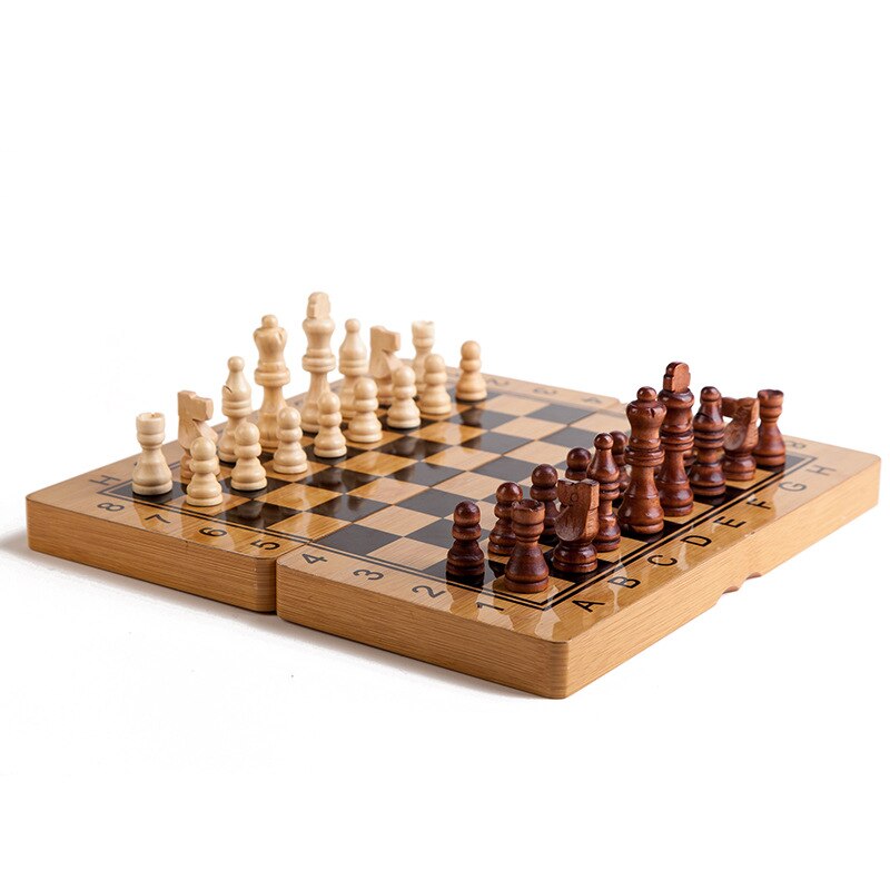 Chess Set Magnetic Chess Board Games 2In1 Wooden Chess Backgammon Set Child Solid Wood Chessboard chess pieces: 34CM