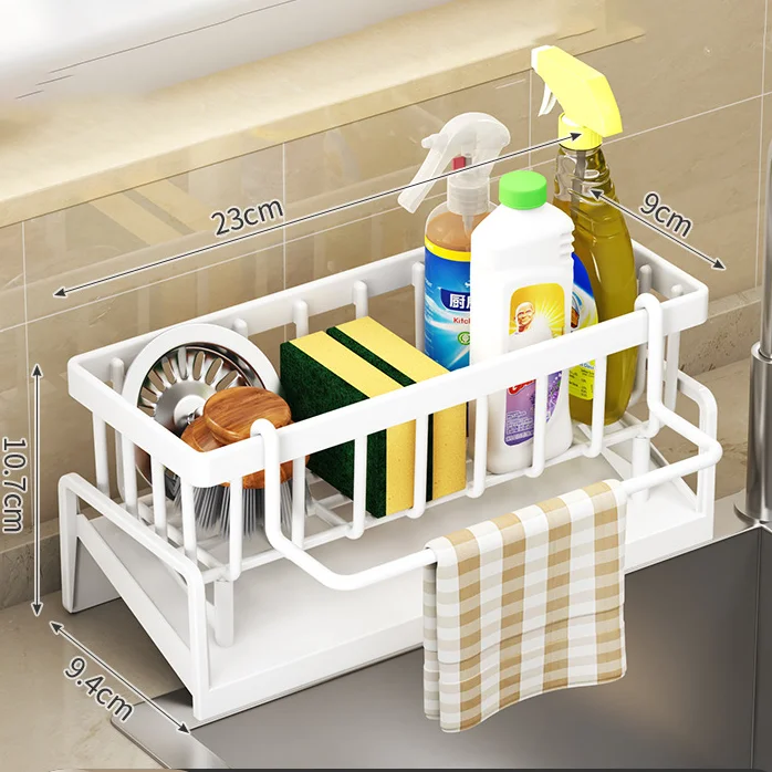 Prateleira de cozinha para armazenamento de pano, prateleira de drenagem sem perfuração, rack de temperos para casa, torneira de pia, rack de drenagem, acessórios de cozinha: Verde