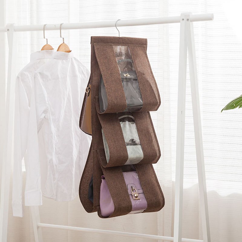transparent Lagerung Taschen Kleinigkeiten Anti Staub Beutel Aufhänger Tür Zauberstab Zauberstab Klar vielfältig Schuh Tasche Hängen Handtasche Organizer: Braun