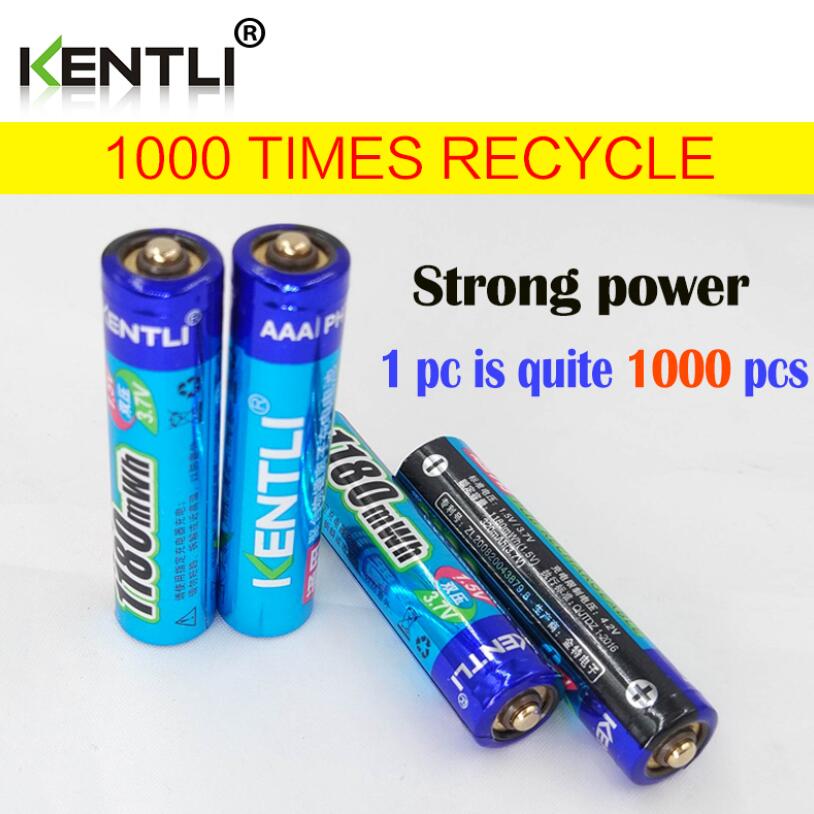 KENTLI 1.5v 1100mWh AAA Rechargeable lithium li-polymer batteries + AA AAA charger: 4pcs batteries