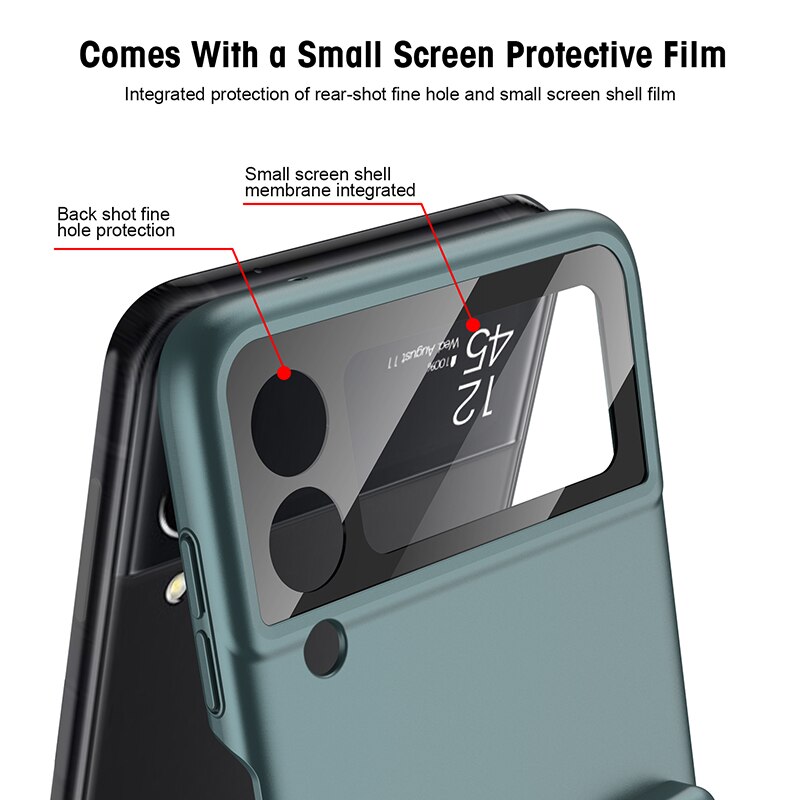 Coque avec fente pour stylo, Protection complète en verre, pour Samsung Galaxy Z, Flip 3, Flip3, 5G, 2022