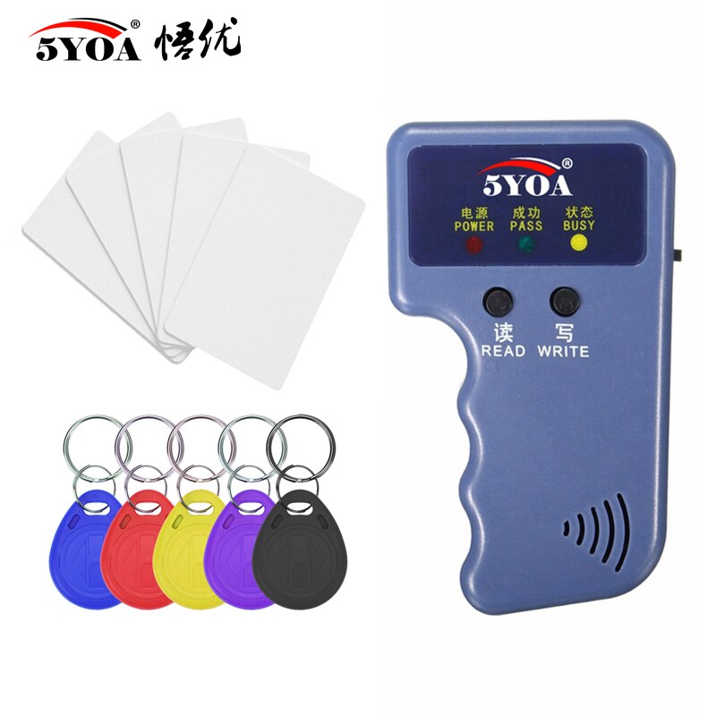 Duplicador RFID de 125KHz para escritor, lector de tarjetas de identificación, clonador y llave: with 5 Keys 5 Cards