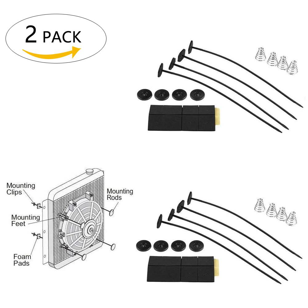 2 Sets Universal Car Fan Mount Kit Plastic Push Through Electric Radiator Ties Strap Automobile Fan Fixed Mount Kit Accessories