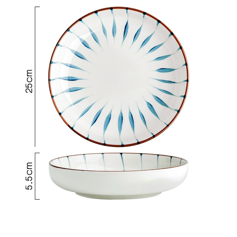 CHANSHOVA 8/10 inches Handmade ceramic bowl Personality Bowl Noodle salad plates Porcelain dining-plates Tableware G210: 5