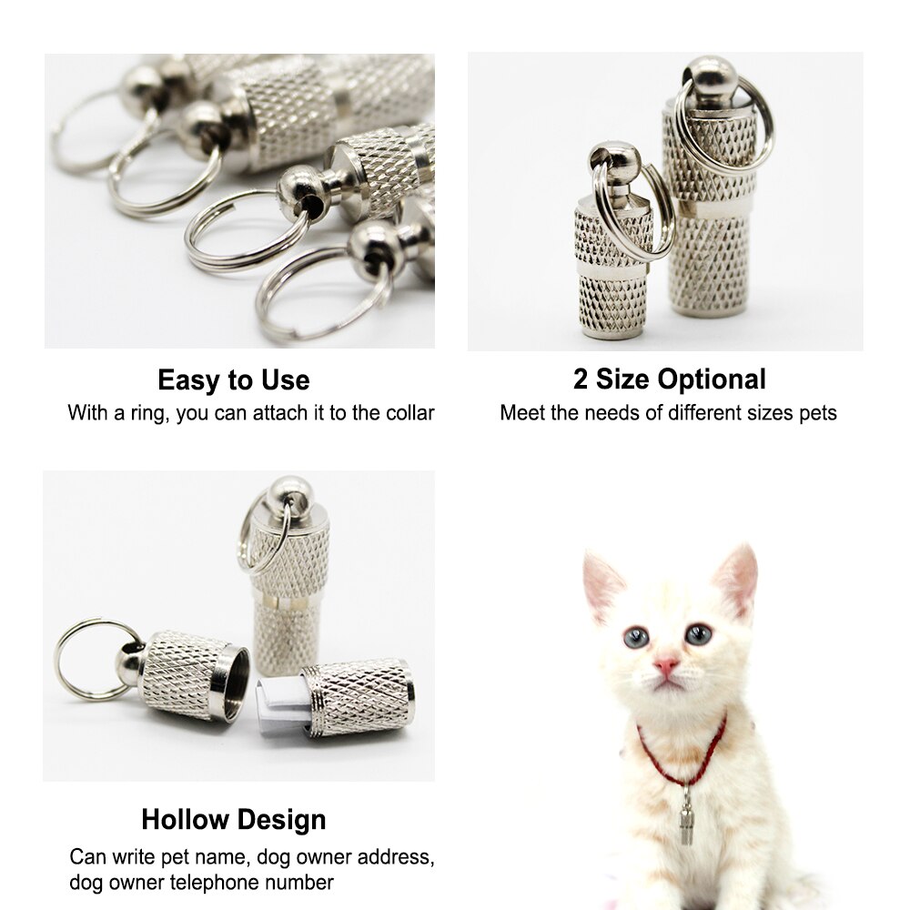 View of Pet Dog Collar for Dogs Cat ID Tag Tube Pet Name A... – Grandado