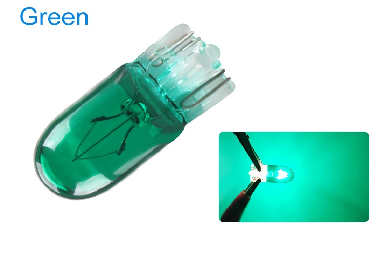 10 pcs 12v t10 501 194 5w Auto Halogenlampe Innen signal Licht Seiten markierung hellgelbe Glas birne: green