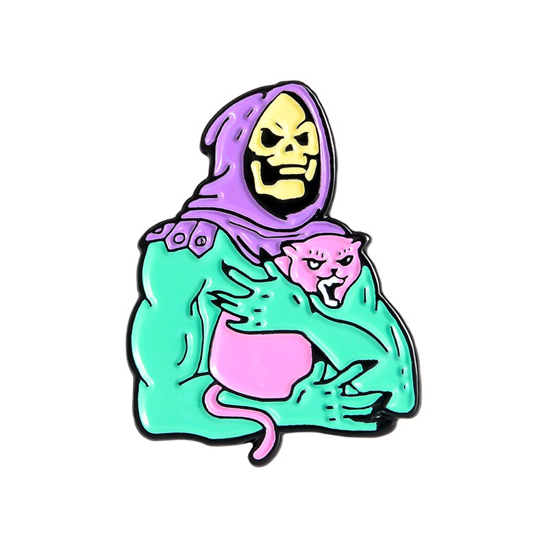 9Styles Skeletor Purple Hood Enamel Pin Masters of The Universe Badge Brooch Bag Clothes Lapel Classic Cartoon Jewelry: CAT