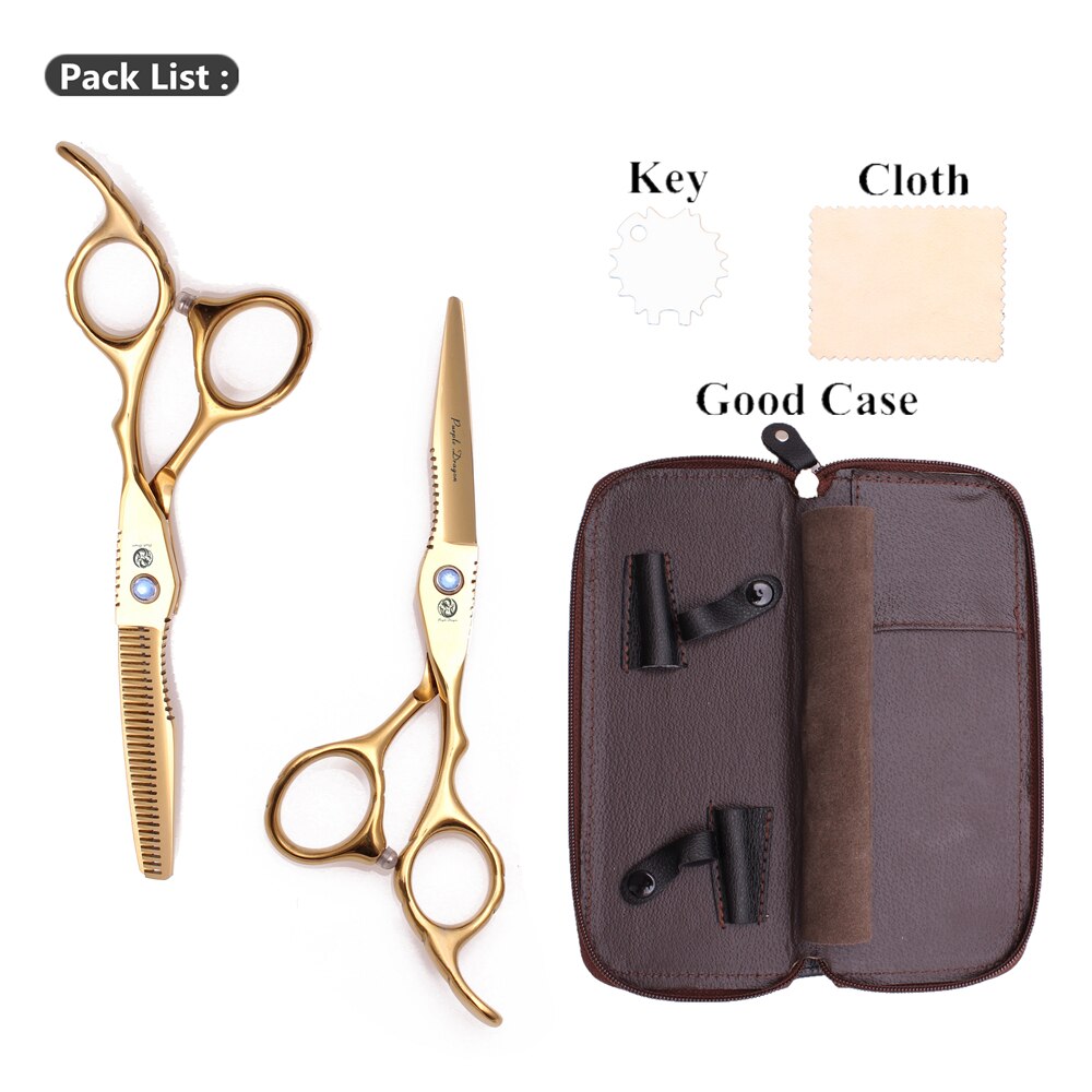 Lila Drachen 6 "JP Stahl Friseur einstellen Haarschnitt Ausdünnung Schere Haar Schneiden Schere Barbier Schere 1011# Gold: 1011 Jin D-6YY