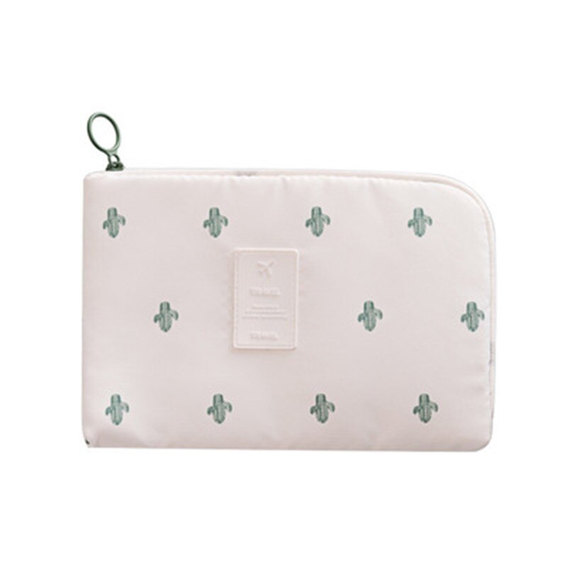 Sac de voyage dame articles de toilette sac à main maquillage organisateur fermeture éclair cosmétique sac de rangement numérique USB câble chargeur écouteurs étui: Cactus