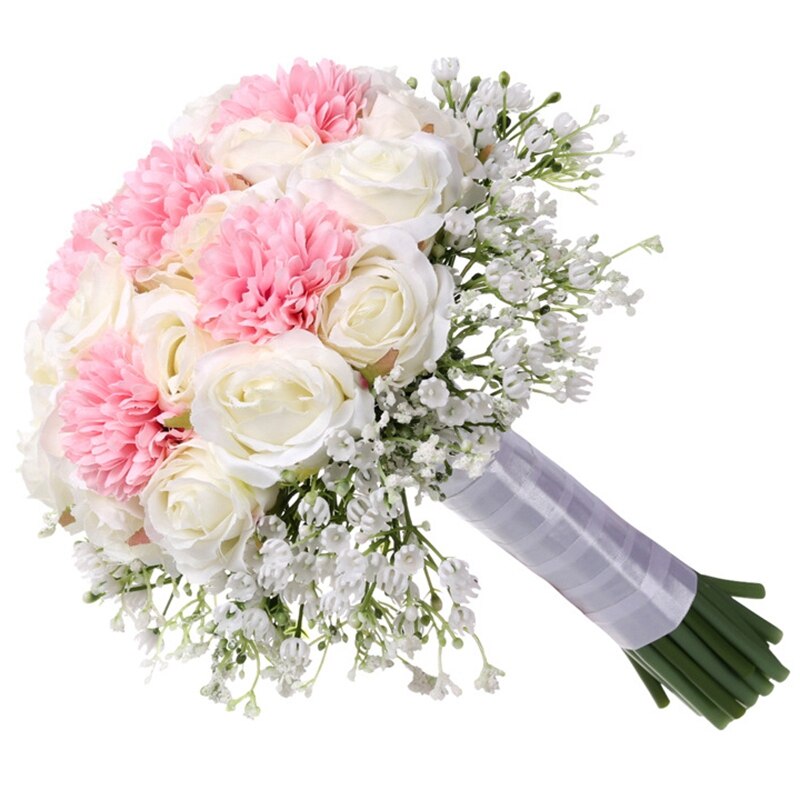 Bruid Bedrijf Bloemen Romantische Bruiloft Kleurrijke Gypsophila Bruid Boeket Roze Wit Bruidsboeketten