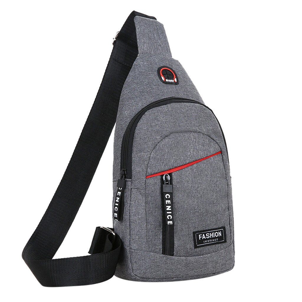 Waist Bag USB Charging Messenger Bag Waterproof Chest Bag Oxford Shoulder Strap Bag Грудная сумка Сумка на плечо: Gray