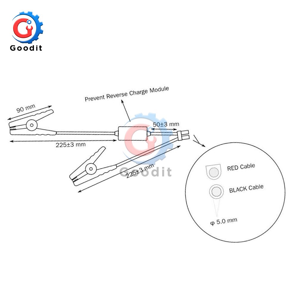 Plug Connector Emergency Lead Cable Booster Cable For Auto Car Battery Connection Jumper Jump Start Prevent Reverse Charge