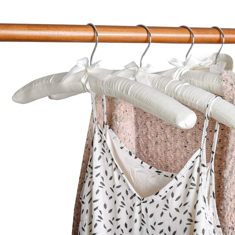 9.8 Inch Children Satin Padded Hangers,Silk Hangers for Wedding Dress Clothes,Coats,Suits,Blouse (White Color,10 Pack)