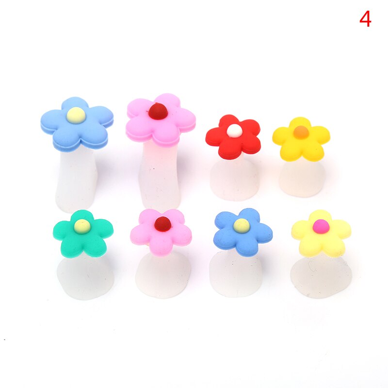 8 Stuks Nail Art Teen Separator Bloem Parel Diamanten Siliconen Voet Tenen Afscheiders Silicagel Vinger Teenspreiders: Donker Kaki