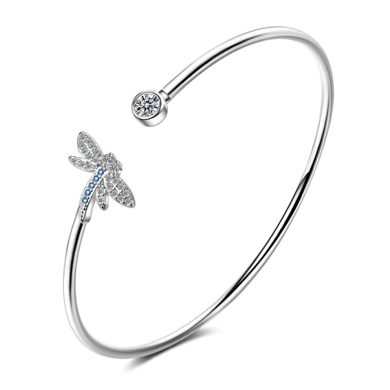 Suola Memory Butterfly Dragonfly Lotus Leaf braccialetti ridimensionabili femminili Color argento lucido SBR272: Dragonfly