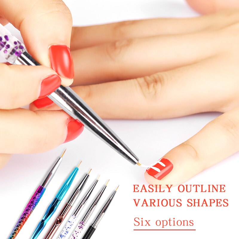 Stylo à ongles en métal, 3 pièces/lot, stylo à dessin, Gel, grille, lignes, rayures, peinture, manucure, vernis à ongles