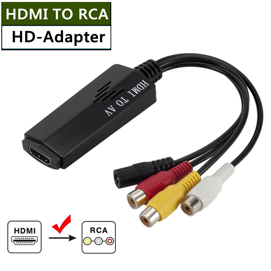 WVVMVV cavo da HDMI a RCA convertitore Video/Audio HD 1080P convertitore da maschio a RCA AV per HDTV DVD TV Short ZF: Default Title