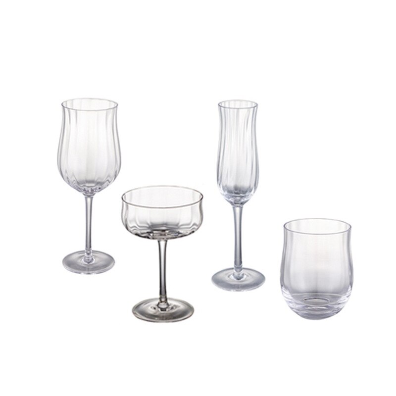 Ins Tulip Wine Glass Lead Free Glass Gold Painting Colourful Champagne Juice Cup Simple Wine Cup Crystal Glass