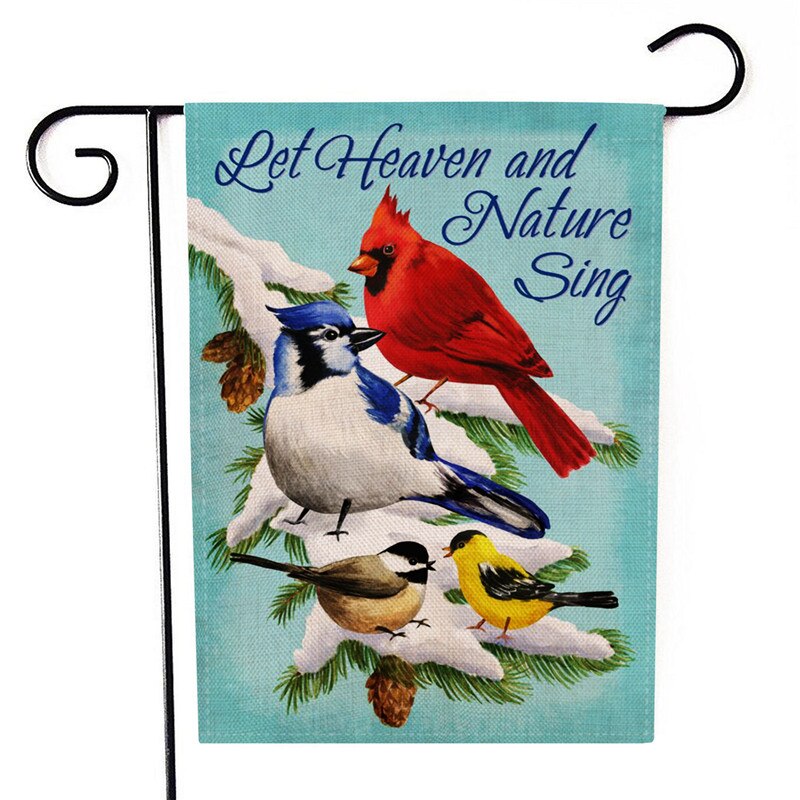 30x45cm Double Sides Garden Flags Birds Flowers Series Flax Banner Party Banner Flags DIY Festival Decoration Accessiories: 5