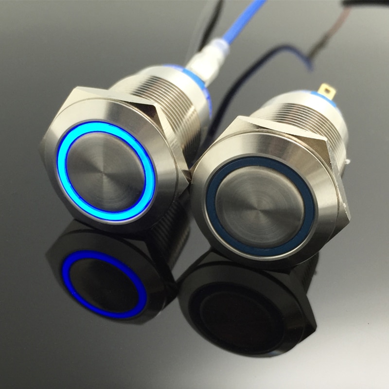 Rvs schakelaar met licht schakelaar diameter 16mm