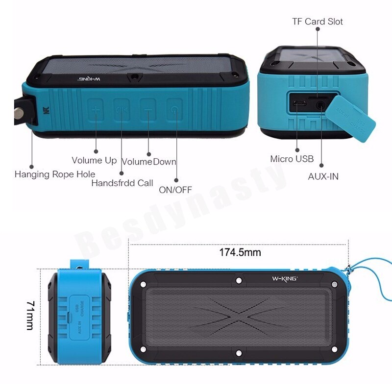IPX6 Waterproof Bluetooth Speaker Portable Wireless Bass W-King S20 Super NFC Bass Loudspeaker TF Card AUX Player for Bike
