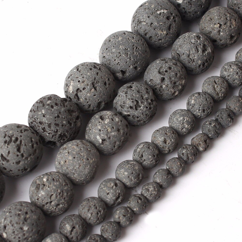 Verkoop Zwarte Kleur vulkanische steen Natuurlijke Zwarte Vulkanische Lava Stone Ronde Kralen: 4/6/8/10/12mm