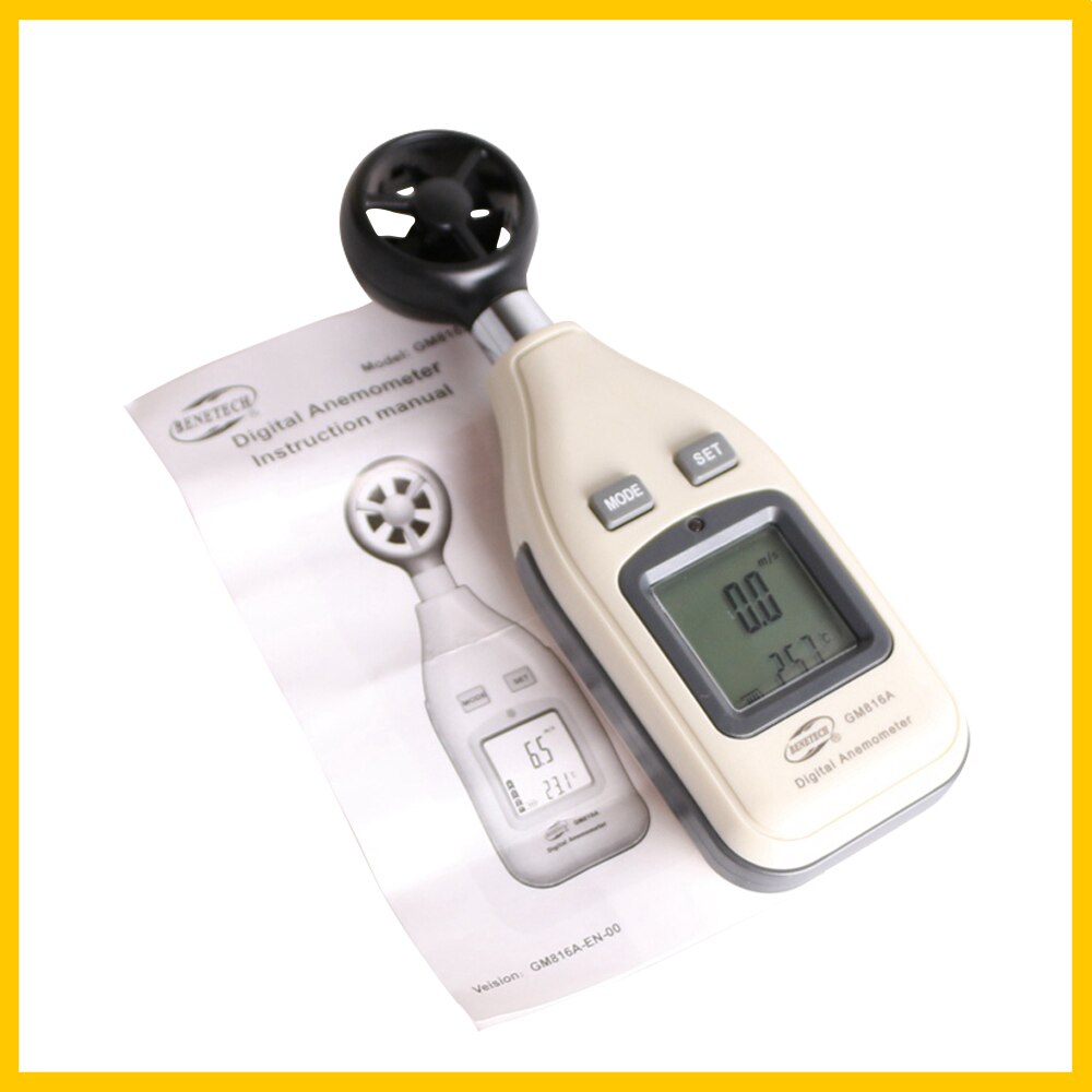 Portable Anemometer High Precision Digital display Handheld windmeter with LCD backlight Meter 0-30m/s GM816A-BENETECH