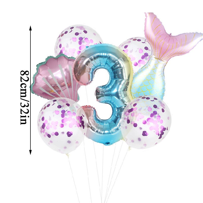 Birthday Party Balloon Decoration Mermaid Birthday Party Decor Number Balloon Decortion For Kids Little Mermaid Party Balloon