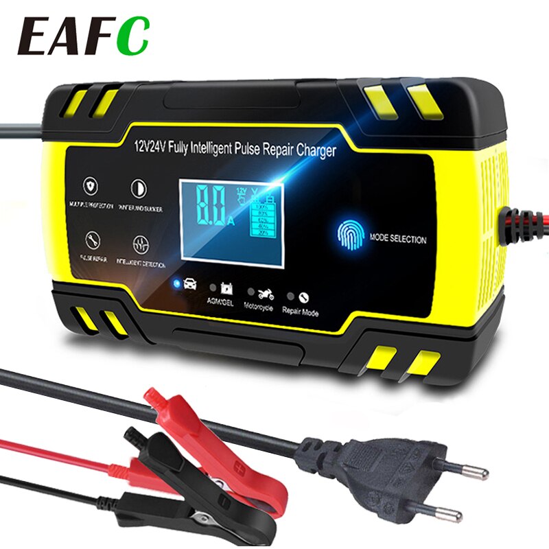 Draagbare Auto Acculader 12V/24V 8A Digitale Lcd Display Automatische Smart Fast Power Opladen Voor Auto motorfiets Puls Reparatie